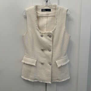 Zara Tweed Vest Pantsuit with metallic thread (Size L)
